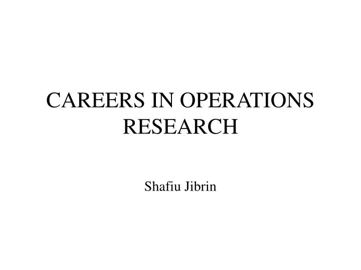 careers in operations research
