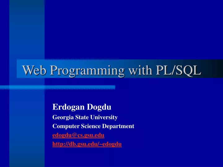 web programming with pl sql