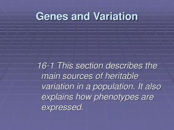 genes and variation