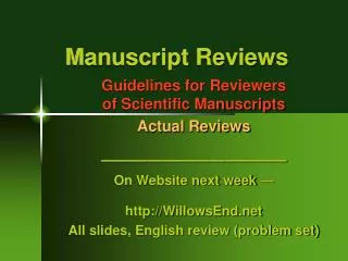 Manuscript Reviews