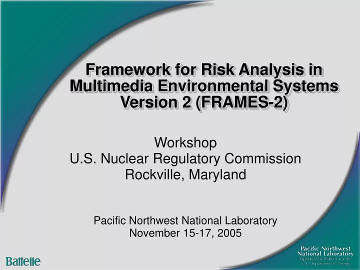 framework for risk analysis in multimedia environmental systems version 2 frames 2