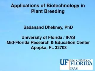 Applications of Biotechnology in Plant Breeding