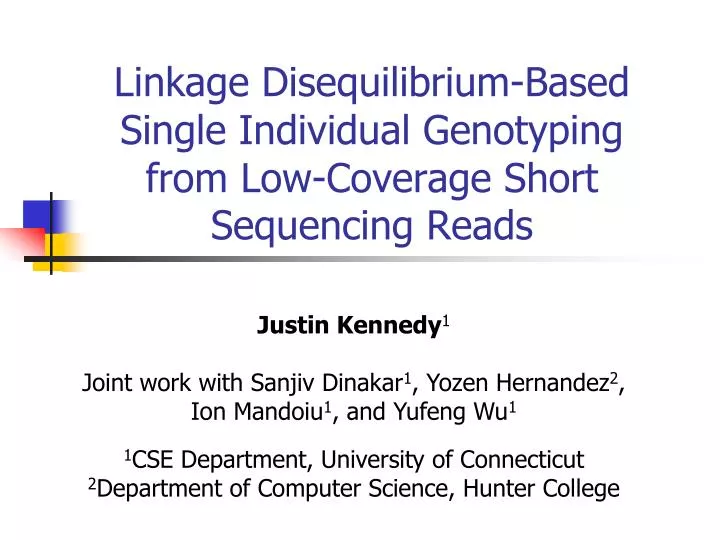 linkage disequilibrium based single individual genotyping from low coverage short sequencing reads