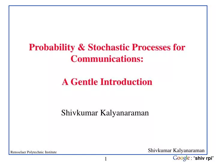 probability stochastic processes for communications a gentle introduction