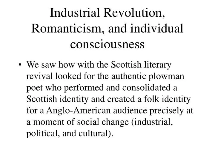industrial revolution romanticism and individual consciousness