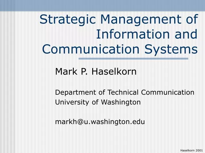 strategic management of information and communication systems