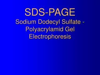 SDS-PAGE Sodium Dodecyl Sulfate - Polyacrylamid Gel Electrophoresis