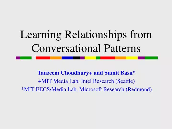 learning relationships from conversational patterns