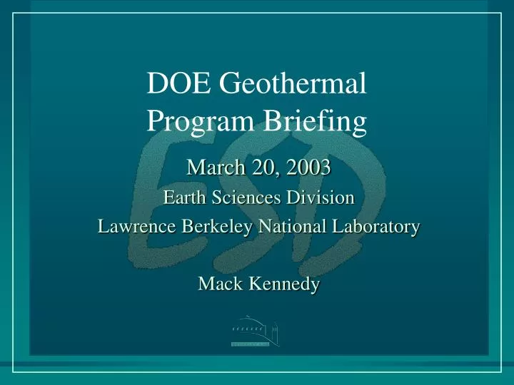 doe geothermal program briefing