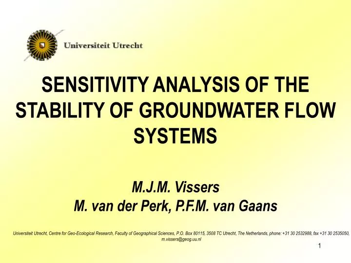 sensitivity analysis of the stability of groundwater flow systems