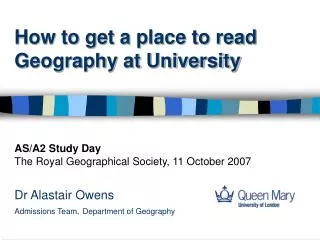 How to get a place to read Geography at University