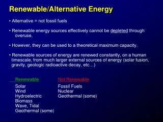 Renewable/Alternative Energy