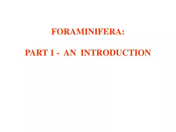 foraminifera part 1 an introduction
