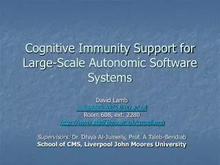 Cognitive Immunity Support for Large-Scale Autonomic Software Systems
