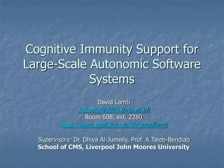cognitive immunity support for large scale autonomic software systems