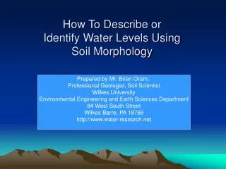 How To Describe or Identify Water Levels Using Soil Morphology