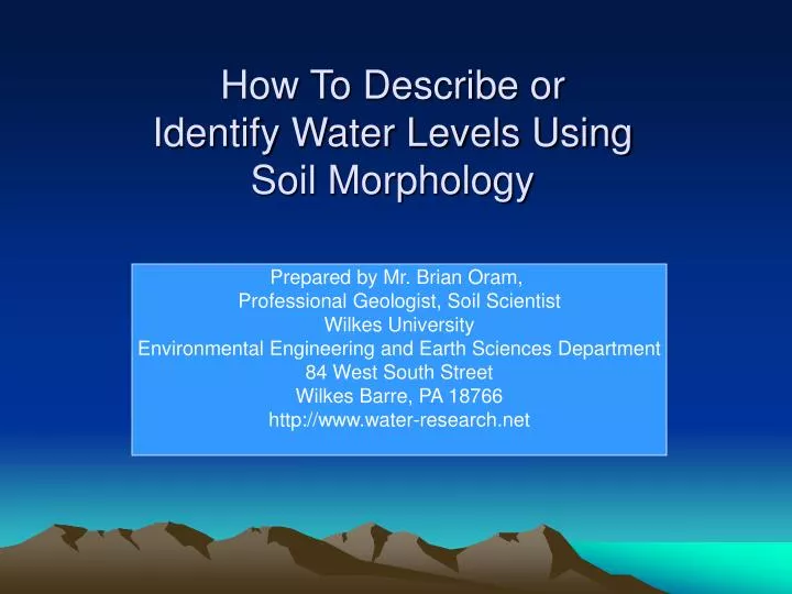 how to describe or identify water levels using soil morphology