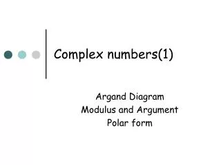 Complex numbers(1)