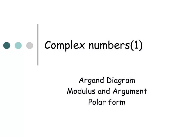 complex numbers 1