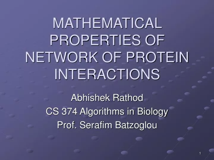 mathematical properties of network of protein interactions