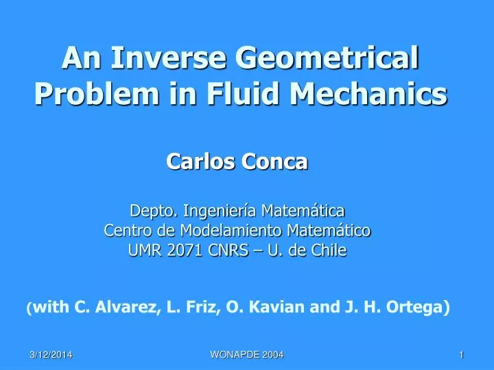 an inverse geometrical problem in fluid mechanics