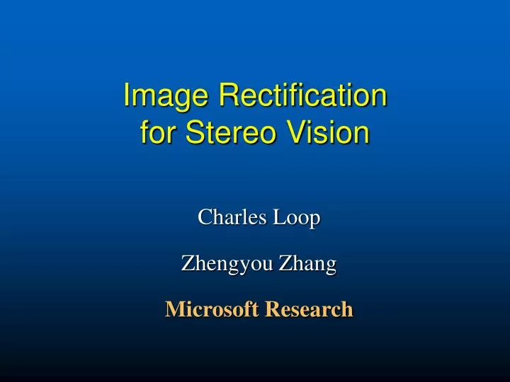 image rectification for stereo vision
