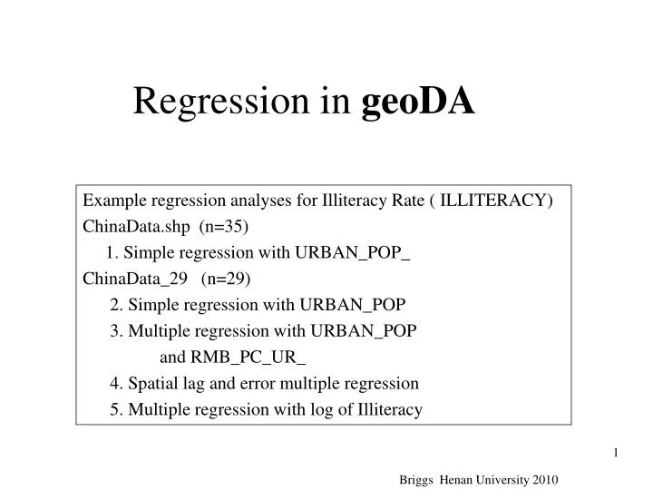 regression in geoda