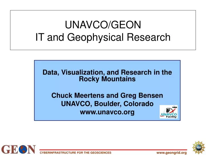 unavco geon it and geophysical research