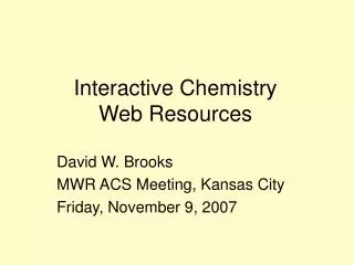 Interactive Chemistry Web Resources
