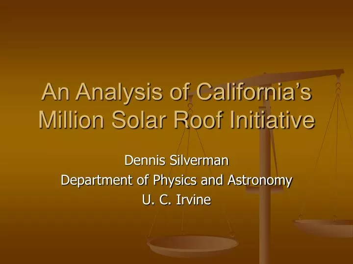 an analysis of california s million solar roof initiative