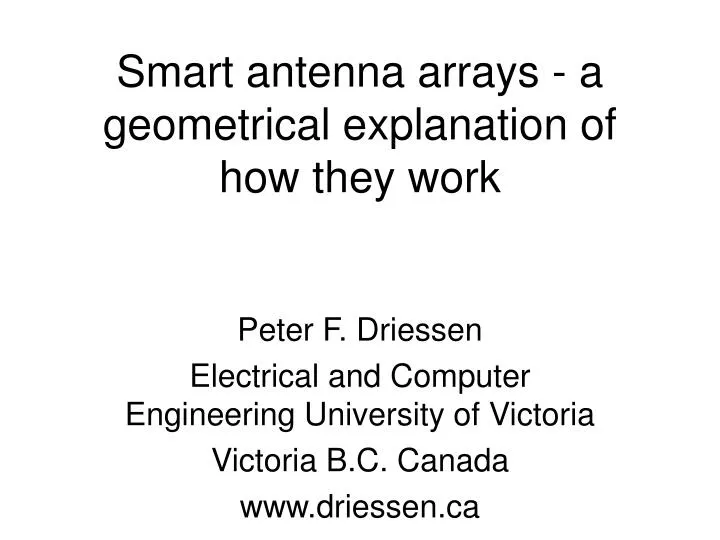 smart antenna arrays a geometrical explanation of how they work