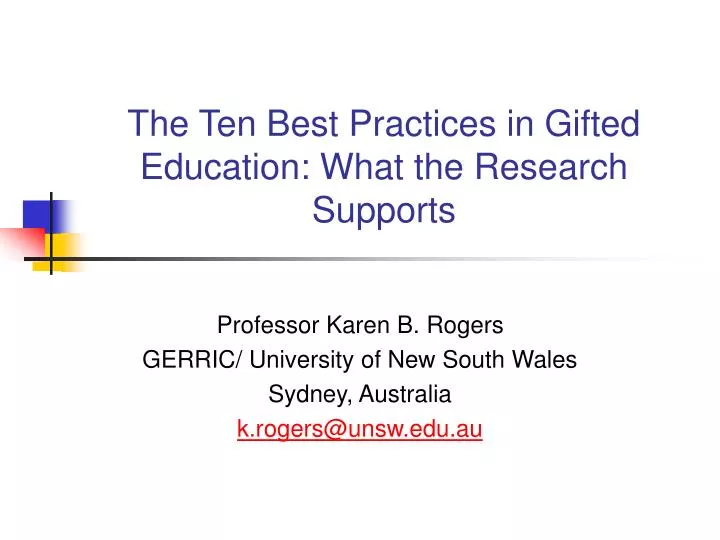the ten best practices in gifted education what the research supports