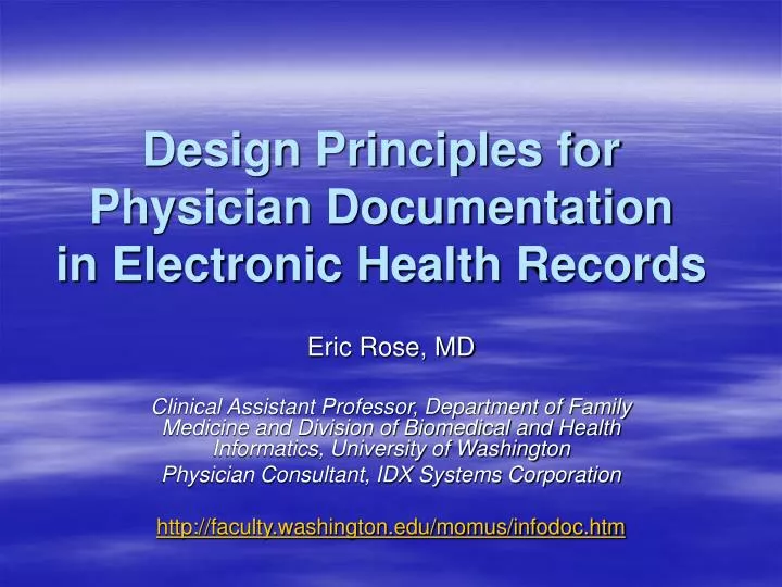 design principles for physician documentation in electronic health records