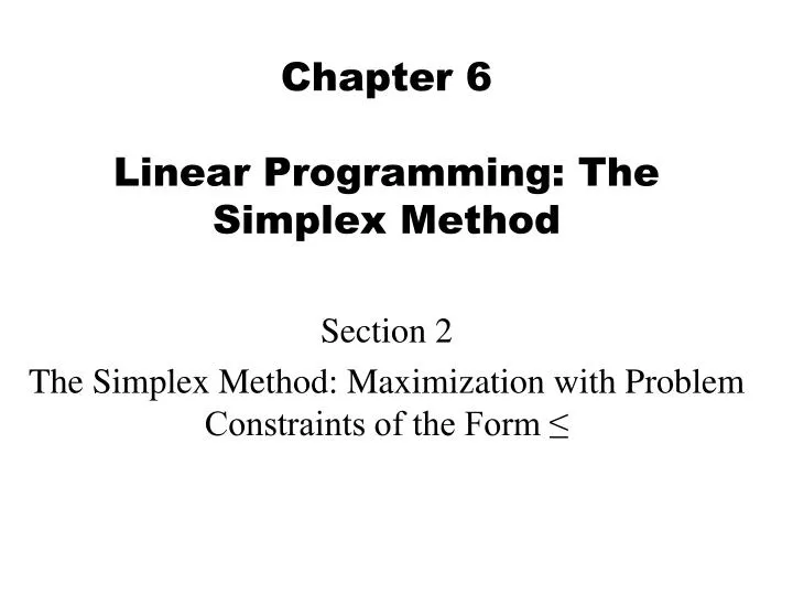chapter 6 linear programming the simplex method