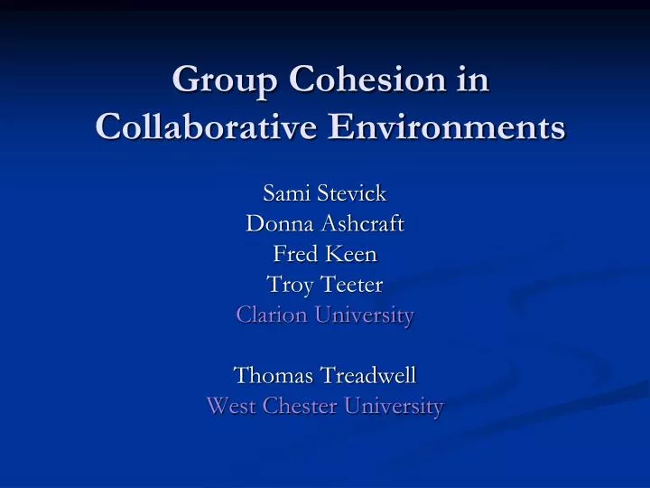 group cohesion in collaborative environments