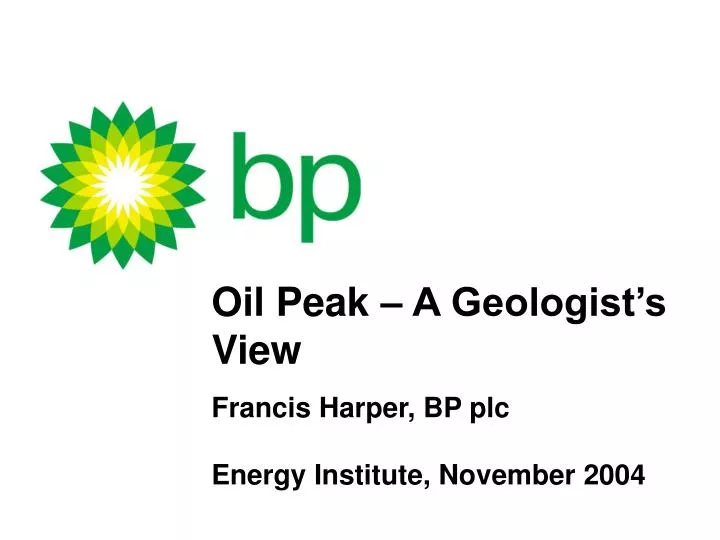 oil peak a geologist s view
