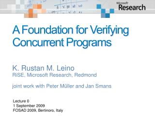 A Foundation for Verifying Concurrent Programs
