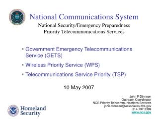 National Security/Emergency Preparedness Priority Telecommunications Services