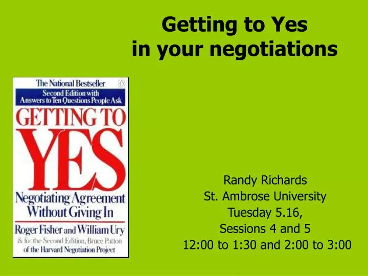 getting to yes in your negotiations