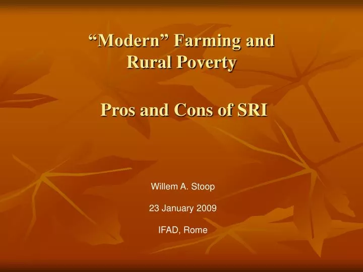 modern farming and rural poverty pros and cons of sri
