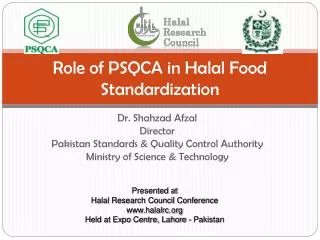 Role of PSQCA in Halal Food Standardization