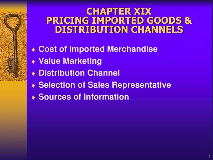 chapter xix pricing imported goods distribution channels