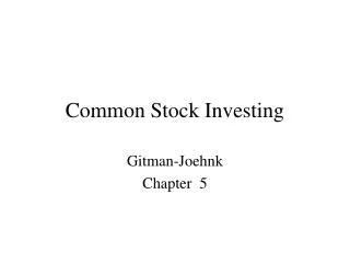 Common Stock Investing