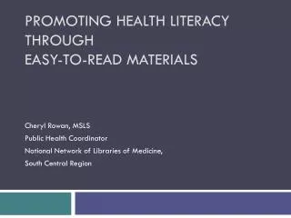 Promoting Health Literacy through Easy-to-Read Materials