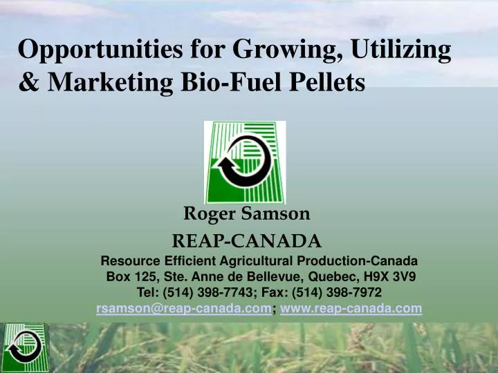opportunities for growing utilizing marketing bio fuel pellets