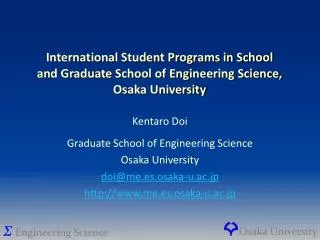 International Student Programs in School and Graduate School of Engineering Science, Osaka University