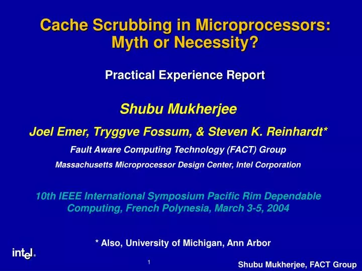 cache scrubbing in microprocessors myth or necessity practical experience report