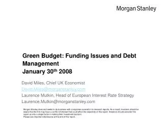 Green Budget: Funding Issues and Debt Management January 30 th 2008