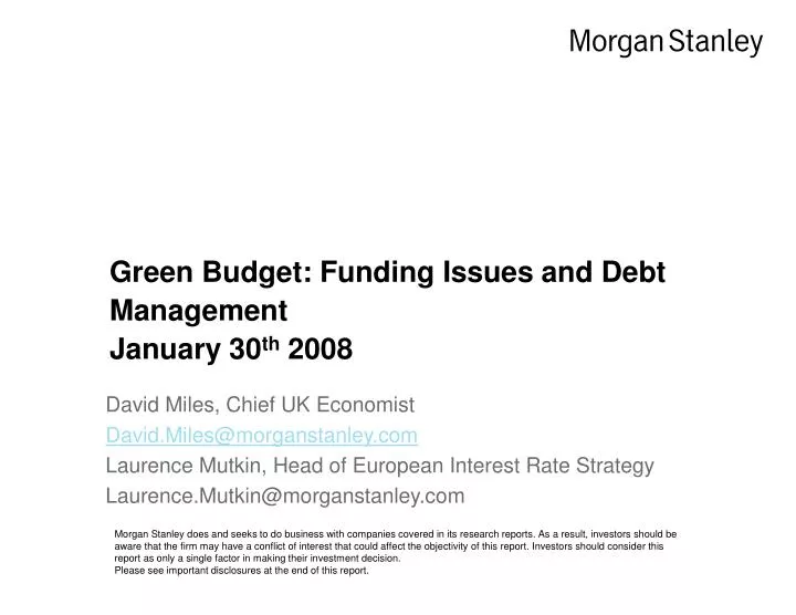 green budget funding issues and debt management january 30 th 2008