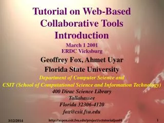 Tutorial on Web-Based Collaborative Tools Introduction